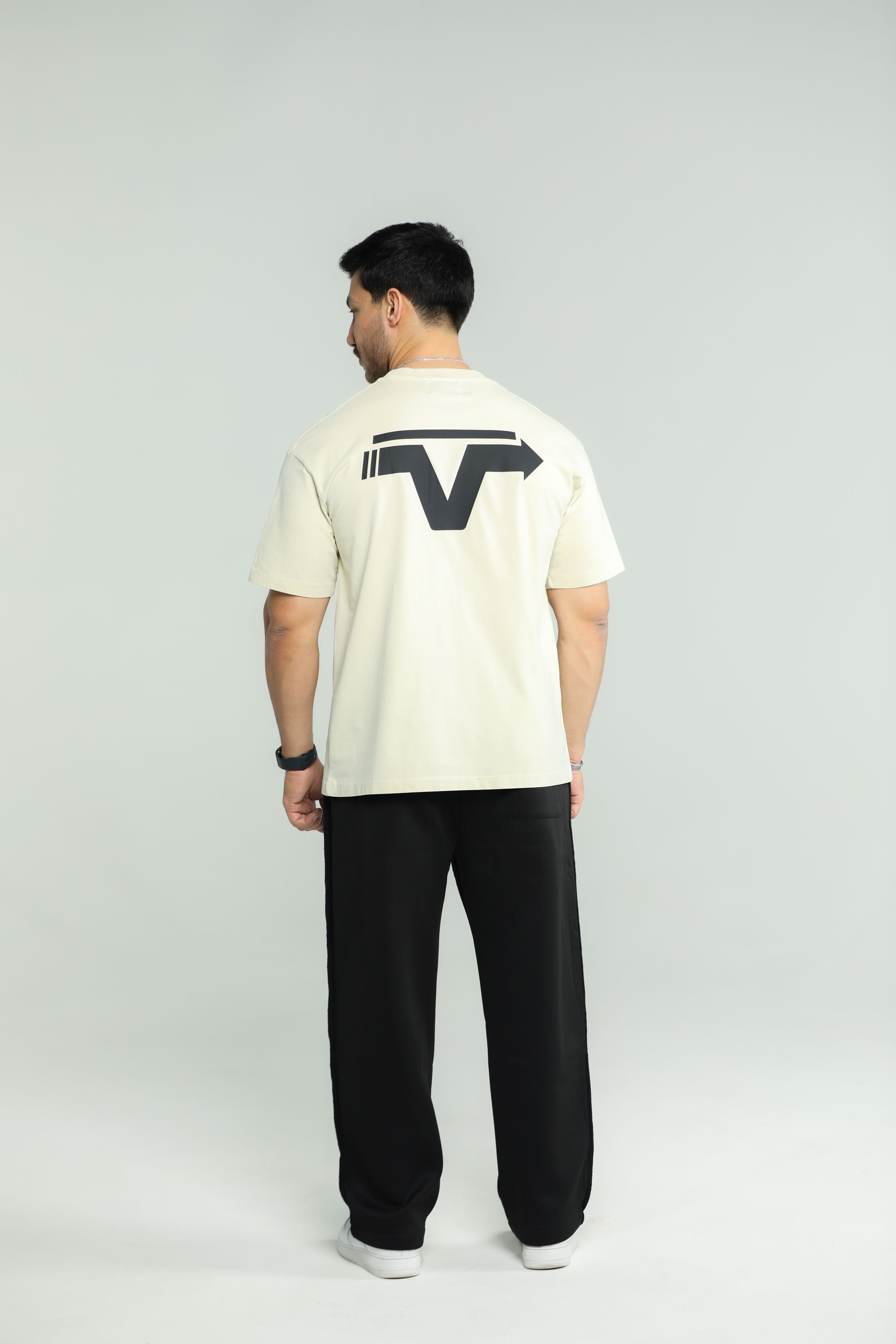 Men T-Shirt with Black Logo Cotton